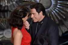 John Travolta Gets Close (And Creepy) With ScarJo And Idina Menzel